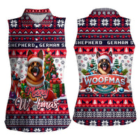 German Shepherd Merry Woofmas Women Sleeveless Polo Shirt Christmas Dog Art Style - Wonder Print Shop