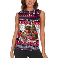 German Shepherd Merry Woofmas Women Sleeveless Polo Shirt Christmas Dog Art Style - Wonder Print Shop