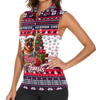 German Shepherd Merry Woofmas Women Sleeveless Polo Shirt Christmas Dog Art Style - Wonder Print Shop