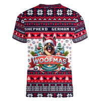 German Shepherd Merry Woofmas Women V-Neck T-Shirt Christmas Dog Art Style - Wonder Print Shop