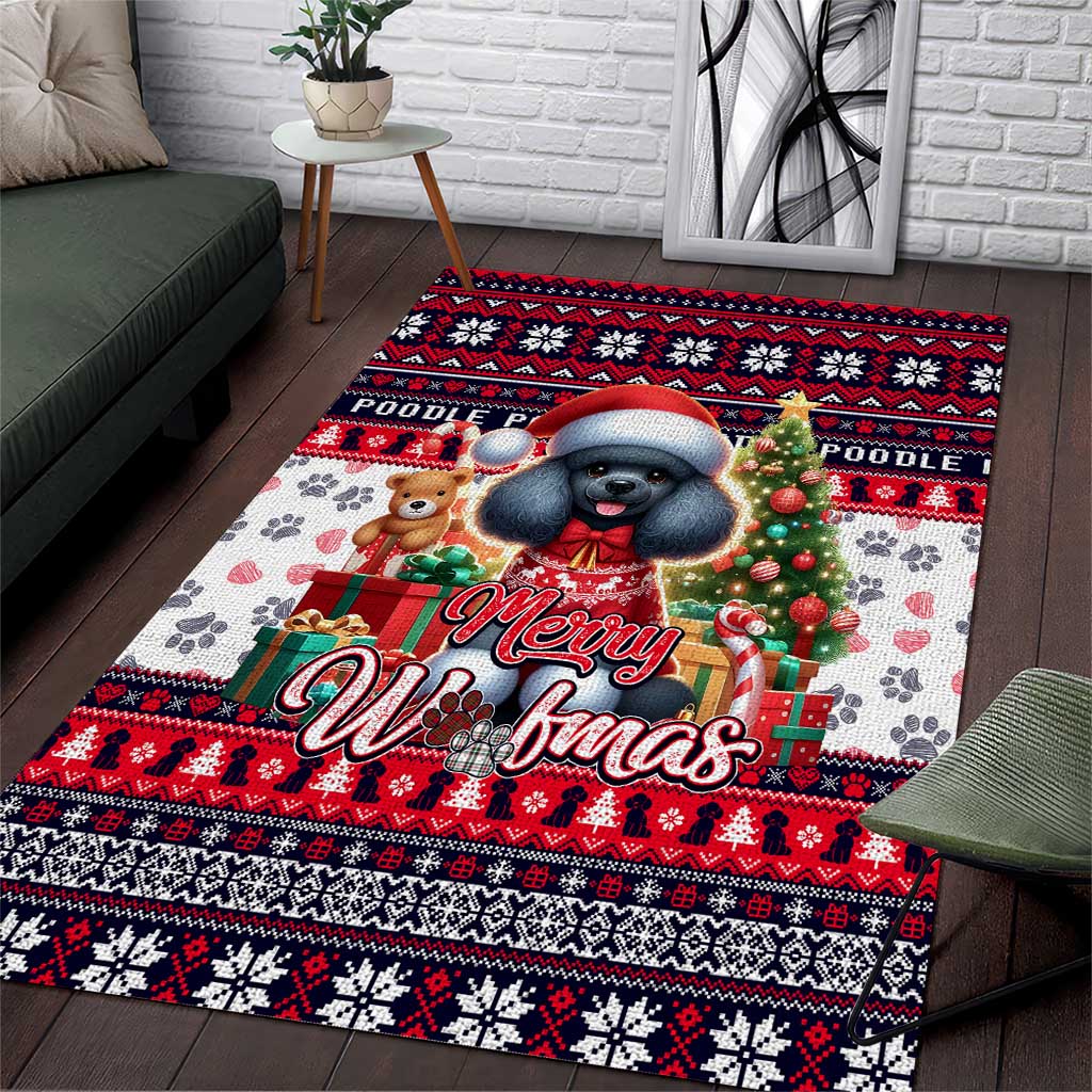 Poodle Merry Woofmas Area Rug Christmas Dog Art Style - Wonder Print Shop
