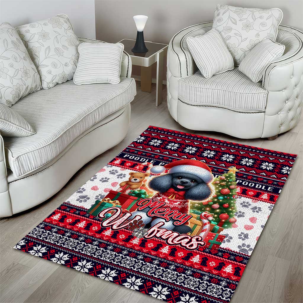 Poodle Merry Woofmas Area Rug Christmas Dog Art Style - Wonder Print Shop