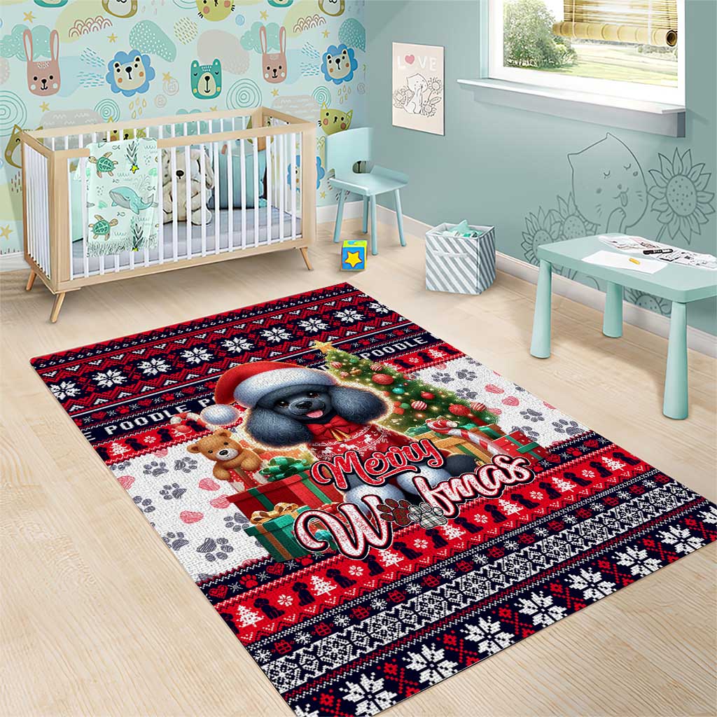 Poodle Merry Woofmas Area Rug Christmas Dog Art Style - Wonder Print Shop