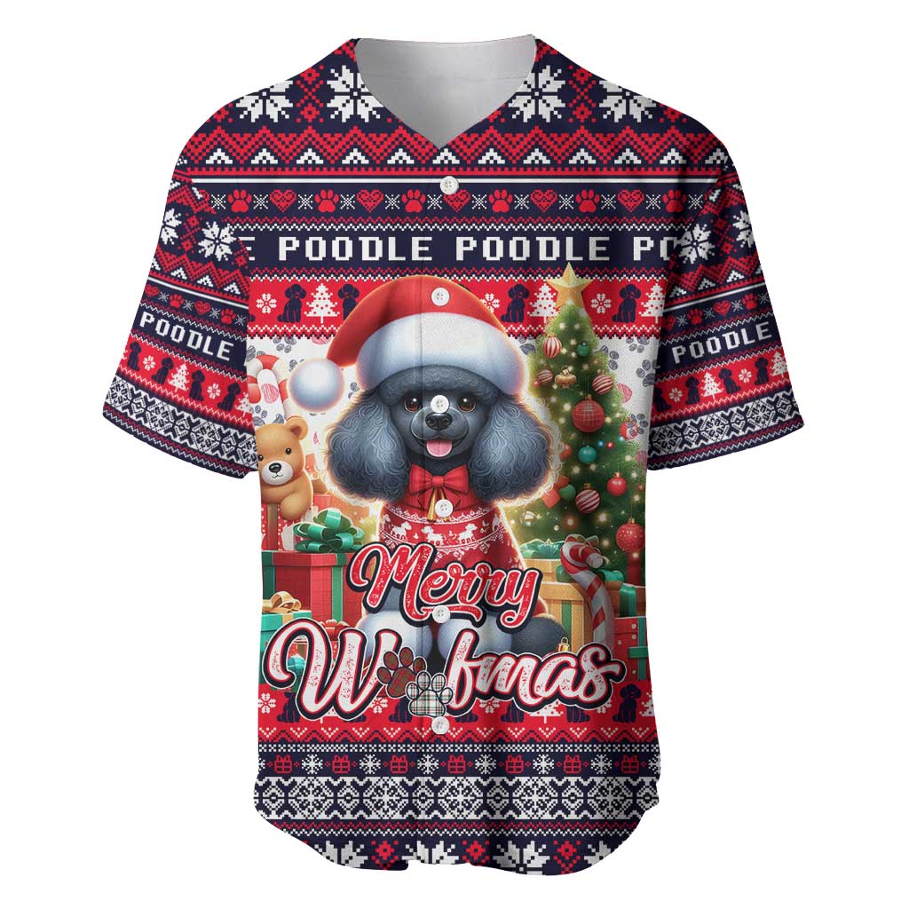 Poodle Merry Woofmas Baseball Jersey Christmas Dog Art Style - Wonder Print Shop
