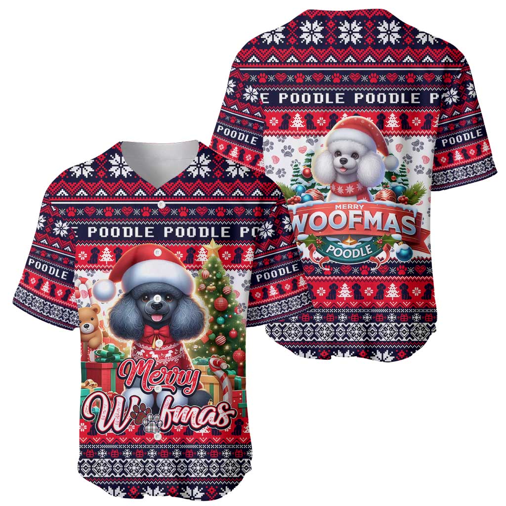 Poodle Merry Woofmas Baseball Jersey Christmas Dog Art Style - Wonder Print Shop