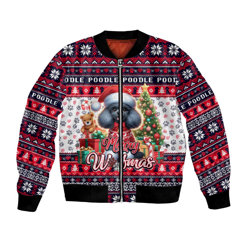 Poodle Merry Woofmas Bomber Jacket Christmas Dog Art Style - Wonder Print Shop