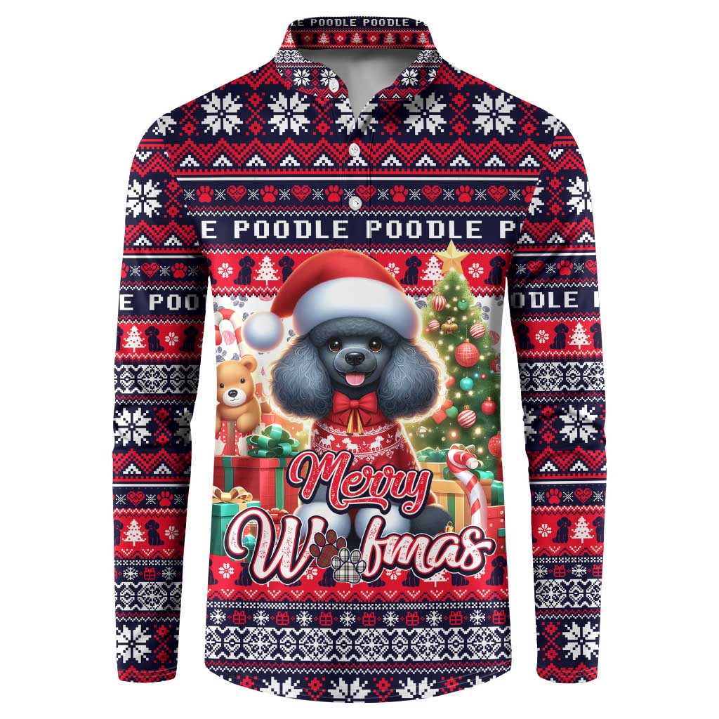 Poodle Merry Woofmas Button Sweatshirt Christmas Dog Art Style - Wonder Print Shop