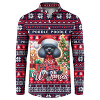 Poodle Merry Woofmas Button Sweatshirt Christmas Dog Art Style - Wonder Print Shop