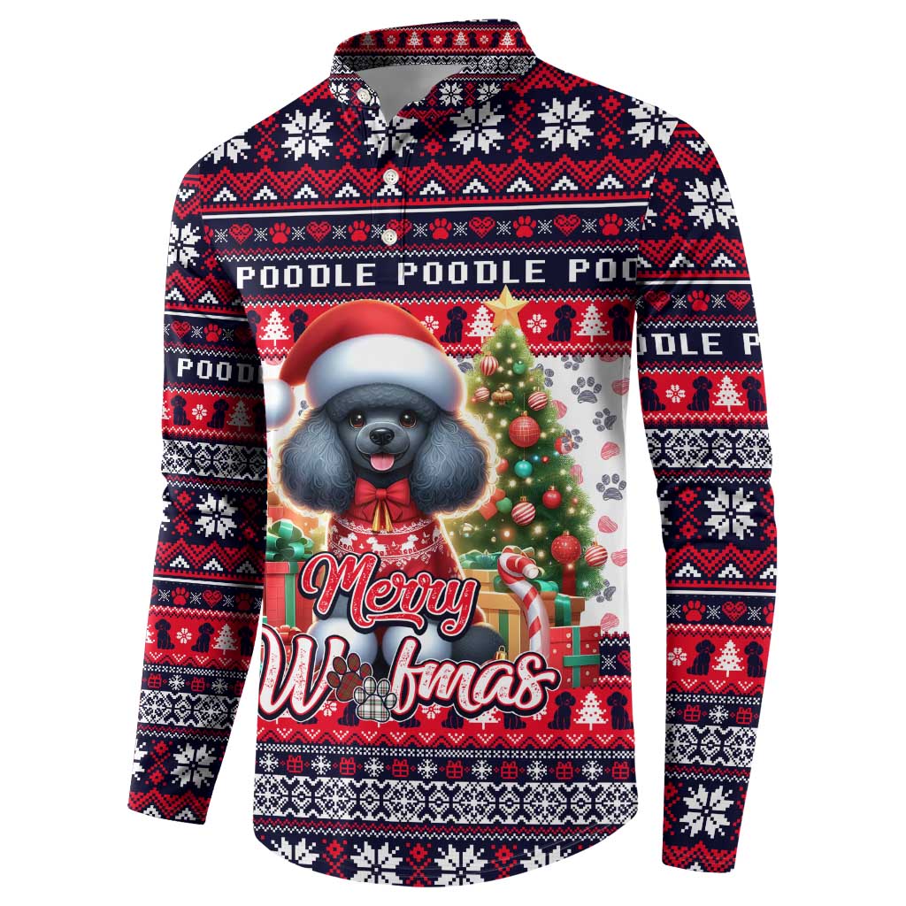 Poodle Merry Woofmas Button Sweatshirt Christmas Dog Art Style - Wonder Print Shop