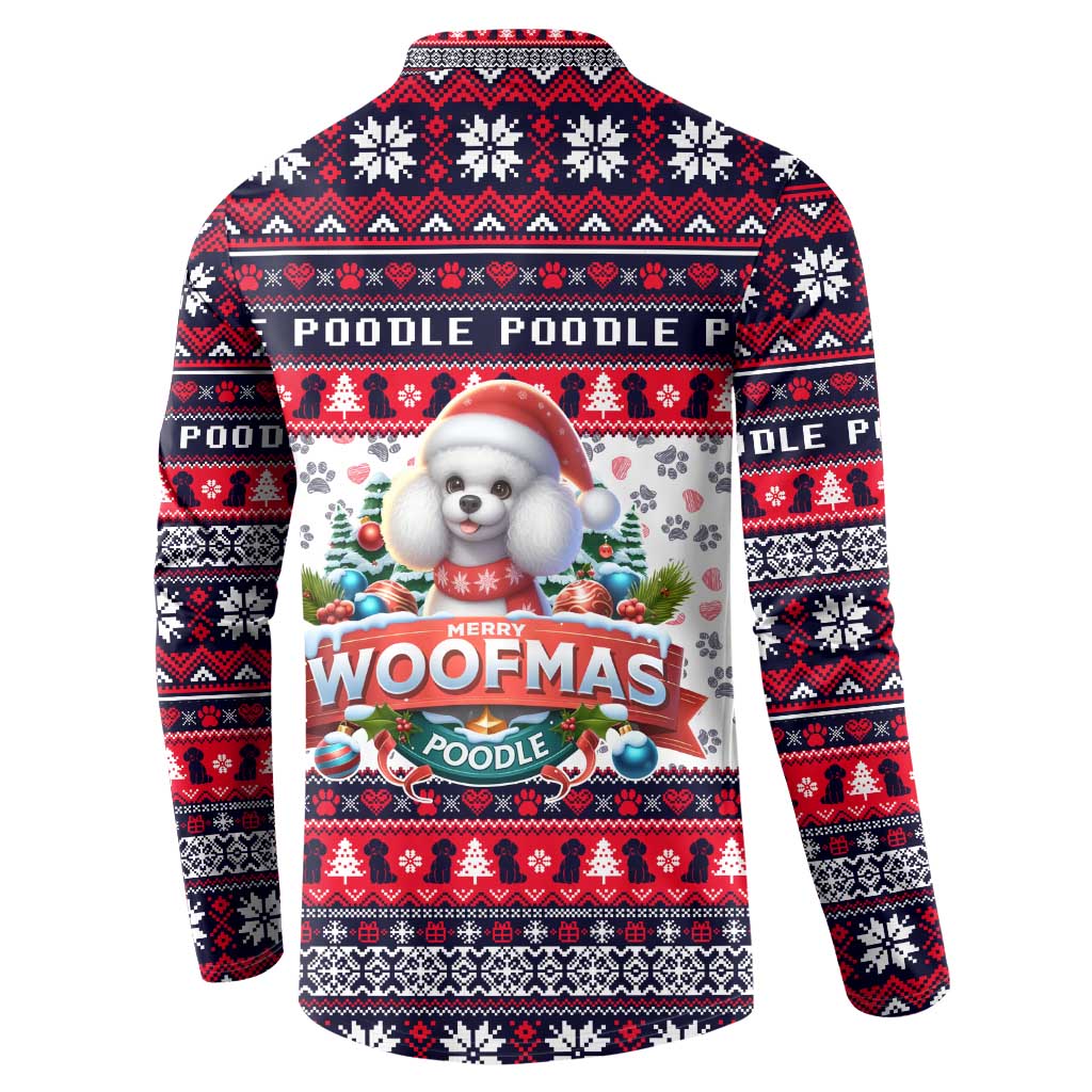 Poodle Merry Woofmas Button Sweatshirt Christmas Dog Art Style - Wonder Print Shop