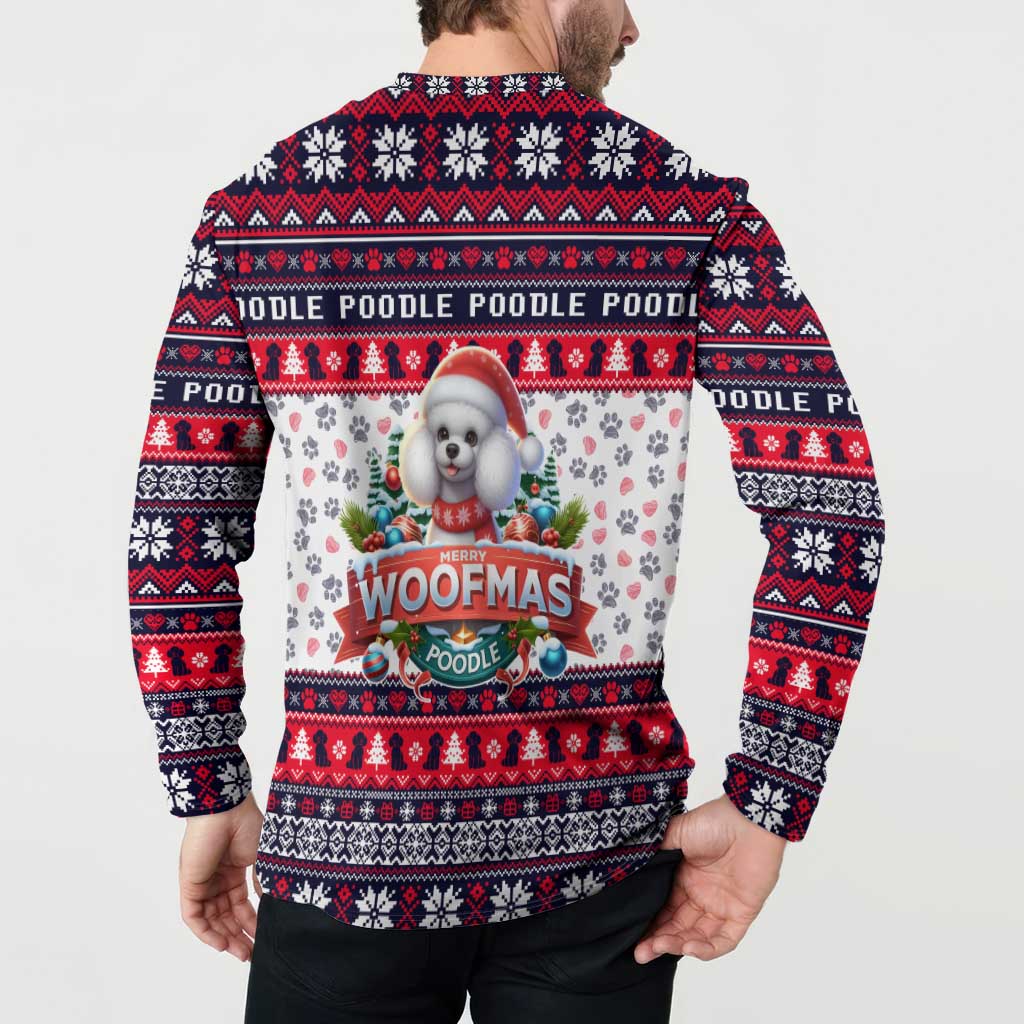 Poodle Merry Woofmas Button Sweatshirt Christmas Dog Art Style - Wonder Print Shop