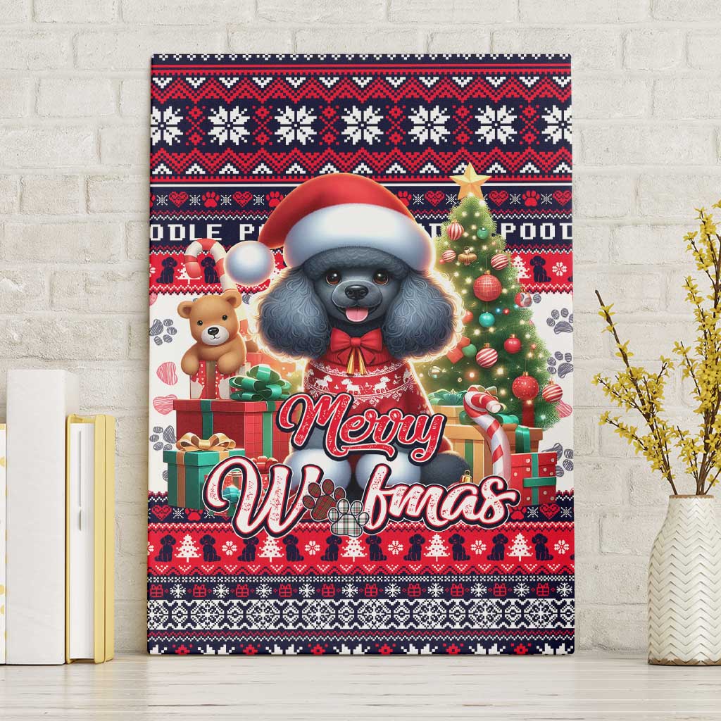 Poodle Merry Woofmas Canvas Wall Art Christmas Dog Art Style - Wonder Print Shop