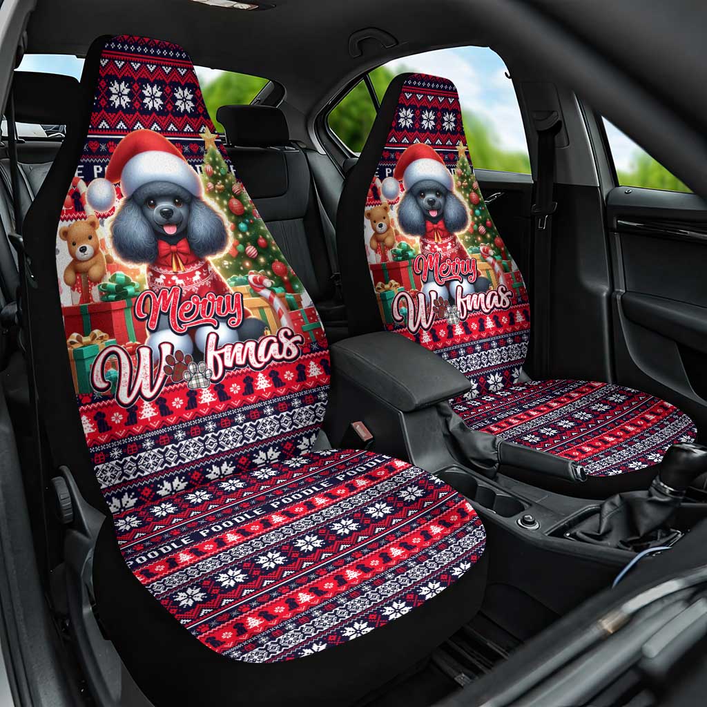 Poodle Merry Woofmas Car Seat Cover Christmas Dog Art Style - Wonder Print Shop