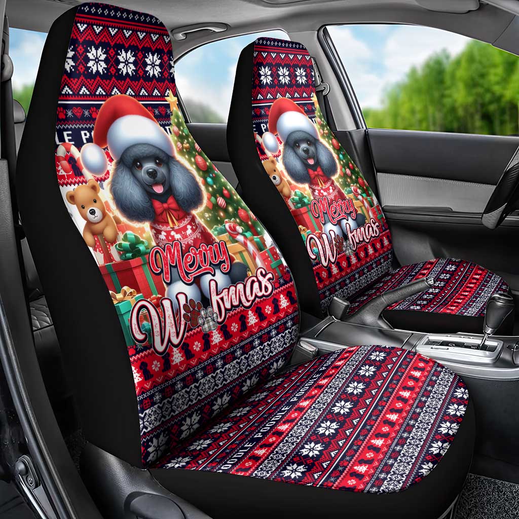Poodle Merry Woofmas Car Seat Cover Christmas Dog Art Style - Wonder Print Shop