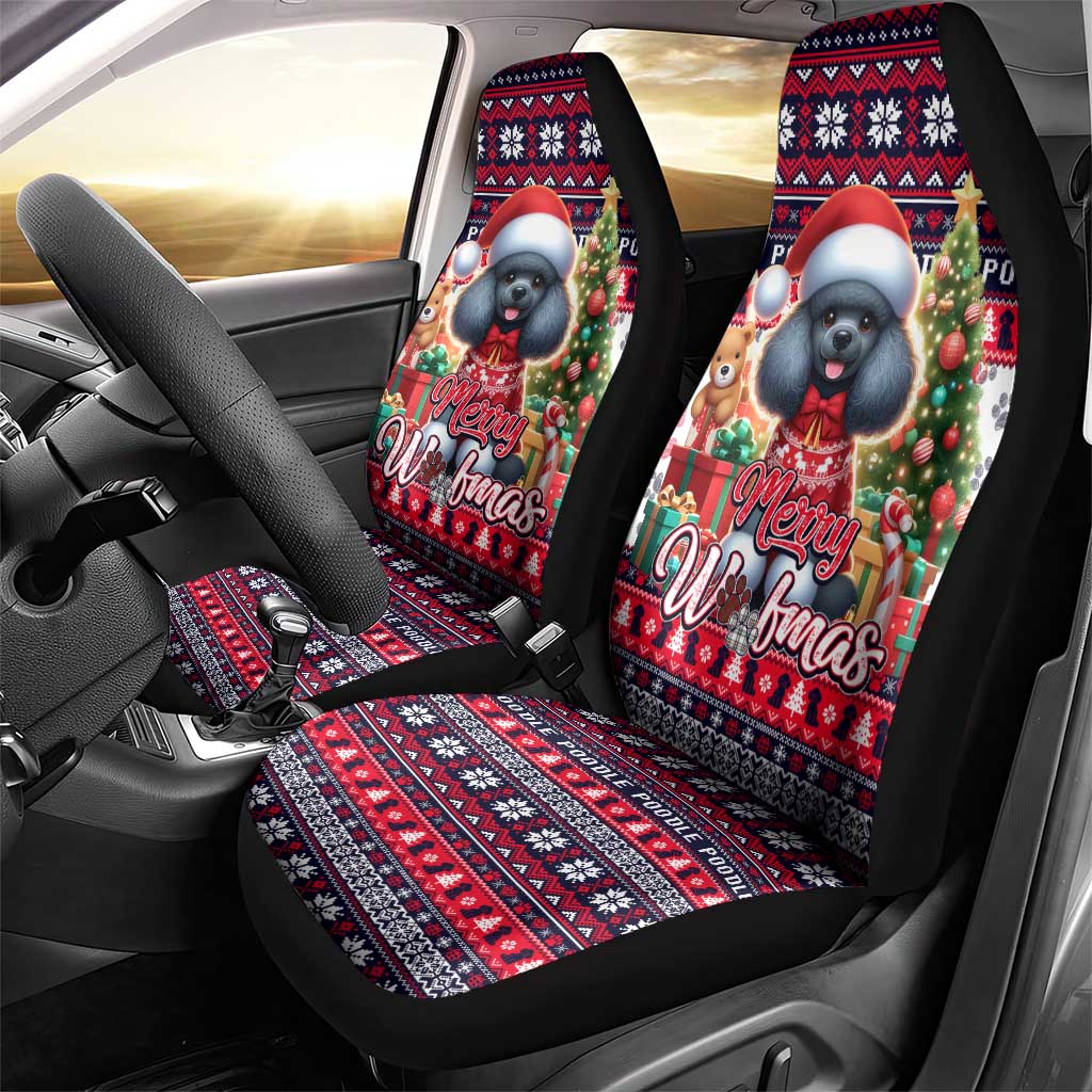 Poodle Merry Woofmas Car Seat Cover Christmas Dog Art Style - Wonder Print Shop