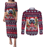 Poodle Merry Woofmas Couples Matching Puletasi and Long Sleeve Button Shirt Christmas Dog Art Style - Wonder Print Shop