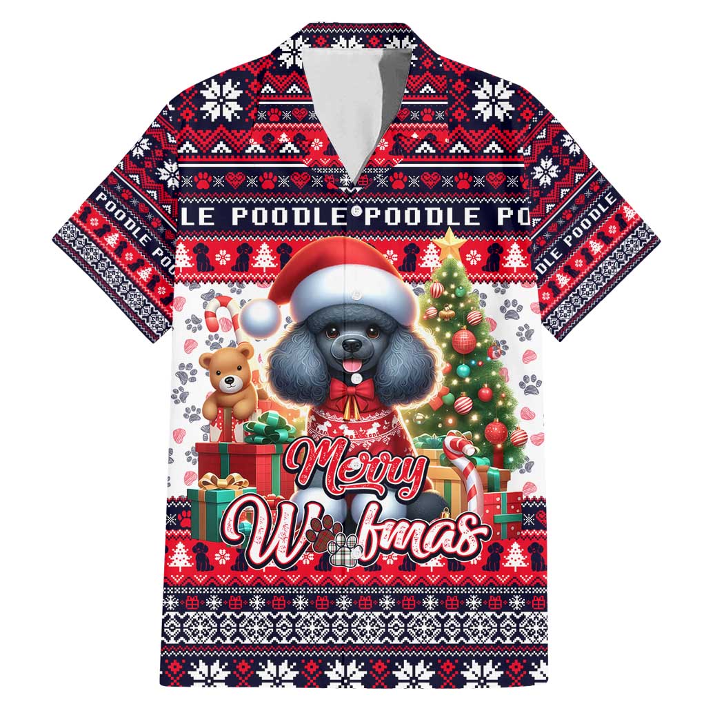 Poodle Merry Woofmas Family Matching Mermaid Dress and Hawaiian Shirt Christmas Dog Art Style - Wonder Print Shop