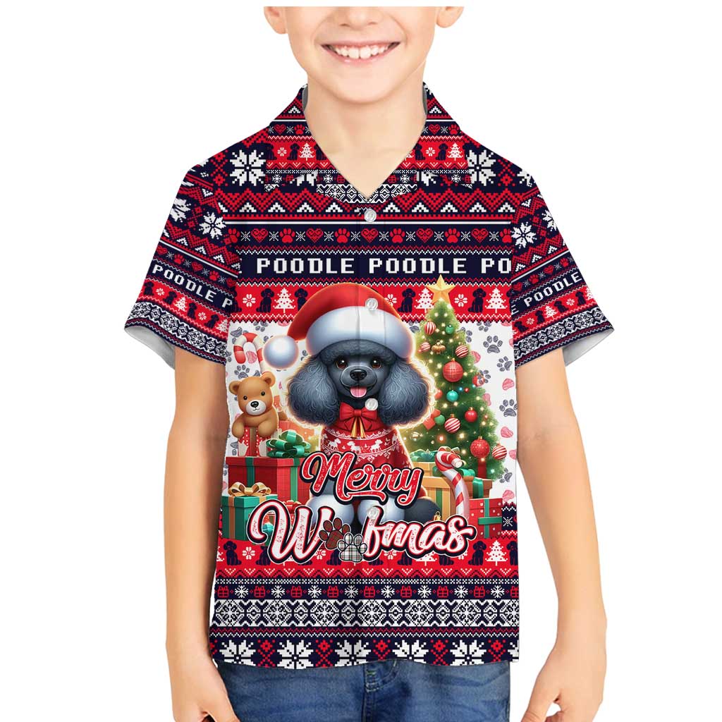 Poodle Merry Woofmas Family Matching Mermaid Dress and Hawaiian Shirt Christmas Dog Art Style - Wonder Print Shop