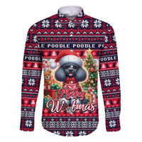 Poodle Merry Woofmas Family Matching Off The Shoulder Long Sleeve Dress and Hawaiian Shirt Christmas Dog Art Style - Wonder Print Shop