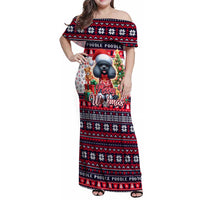Poodle Merry Woofmas Family Matching Off Shoulder Maxi Dress and Hawaiian Shirt Christmas Dog Art Style - Wonder Print Shop