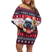 Poodle Merry Woofmas Family Matching Off Shoulder Short Dress and Hawaiian Shirt Christmas Dog Art Style - Wonder Print Shop