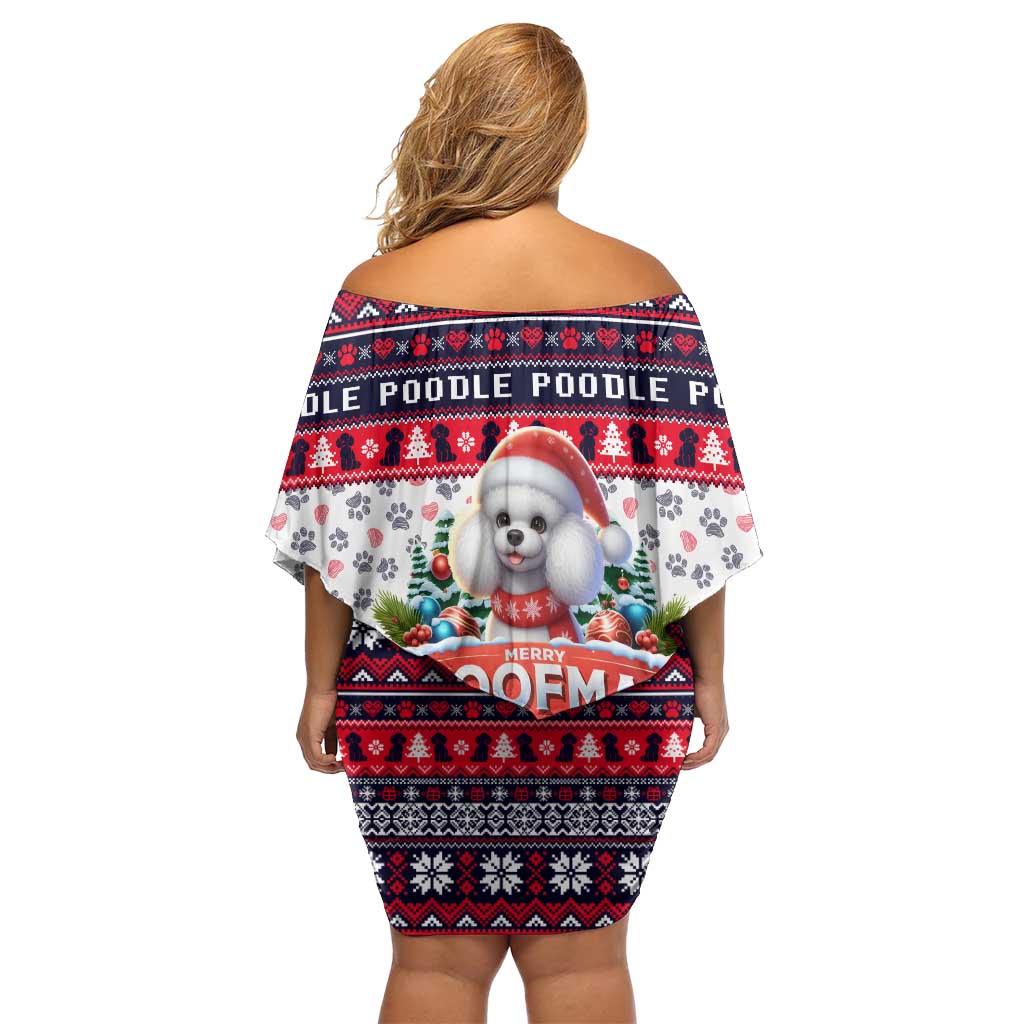 Poodle Merry Woofmas Family Matching Off Shoulder Short Dress and Hawaiian Shirt Christmas Dog Art Style - Wonder Print Shop