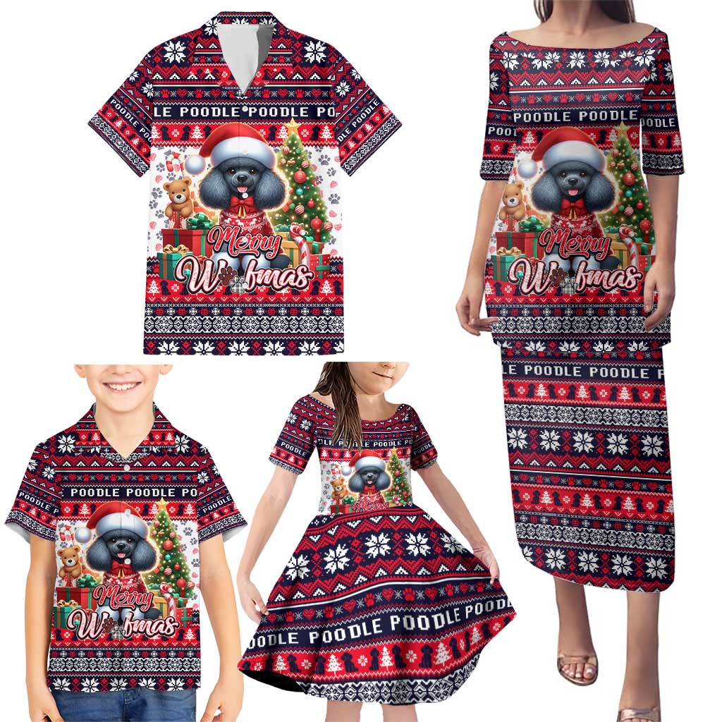 Poodle Merry Woofmas Family Matching Puletasi and Hawaiian Shirt Christmas Dog Art Style - Wonder Print Shop