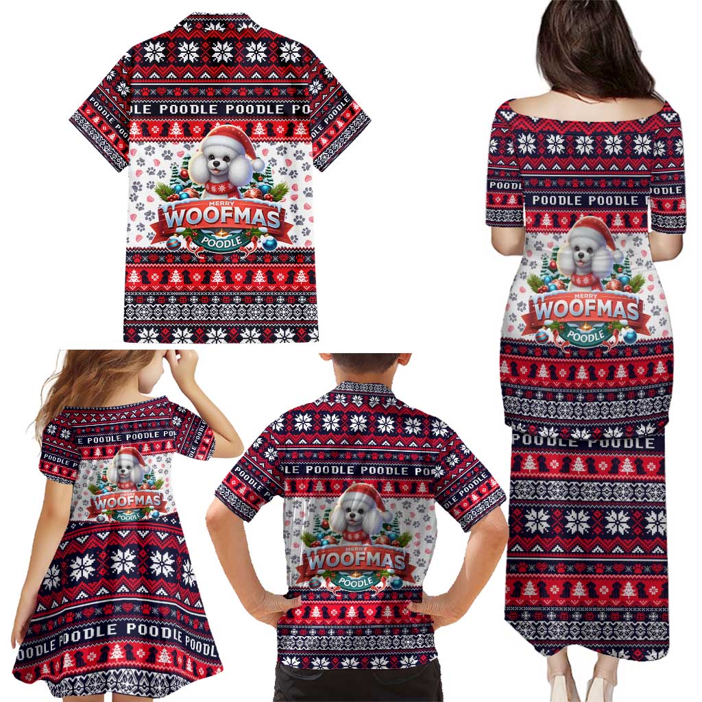 Poodle Merry Woofmas Family Matching Puletasi and Hawaiian Shirt Christmas Dog Art Style - Wonder Print Shop