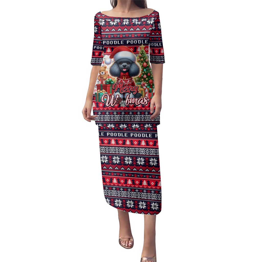 Poodle Merry Woofmas Family Matching Puletasi and Hawaiian Shirt Christmas Dog Art Style - Wonder Print Shop