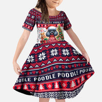 Poodle Merry Woofmas Family Matching Short Sleeve Bodycon Dress and Hawaiian Shirt Christmas Dog Art Style - Wonder Print Shop