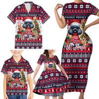 Poodle Merry Woofmas Family Matching Short Sleeve Bodycon Dress and Hawaiian Shirt Christmas Dog Art Style - Wonder Print Shop