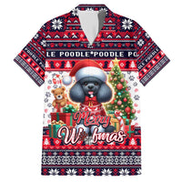 Poodle Merry Woofmas Family Matching Short Sleeve Bodycon Dress and Hawaiian Shirt Christmas Dog Art Style - Wonder Print Shop