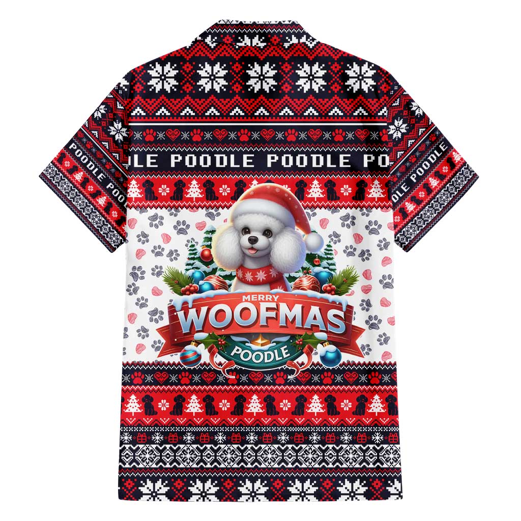 Poodle Merry Woofmas Family Matching Short Sleeve Bodycon Dress and Hawaiian Shirt Christmas Dog Art Style - Wonder Print Shop