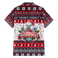 Poodle Merry Woofmas Family Matching Short Sleeve Bodycon Dress and Hawaiian Shirt Christmas Dog Art Style - Wonder Print Shop