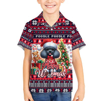 Poodle Merry Woofmas Family Matching Short Sleeve Bodycon Dress and Hawaiian Shirt Christmas Dog Art Style - Wonder Print Shop