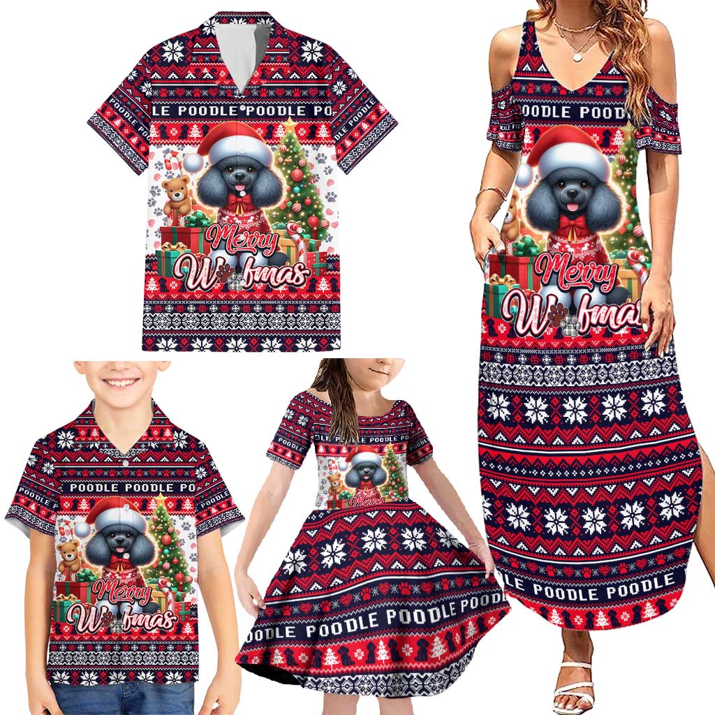 Poodle Merry Woofmas Family Matching Summer Maxi Dress and Hawaiian Shirt Christmas Dog Art Style - Wonder Print Shop