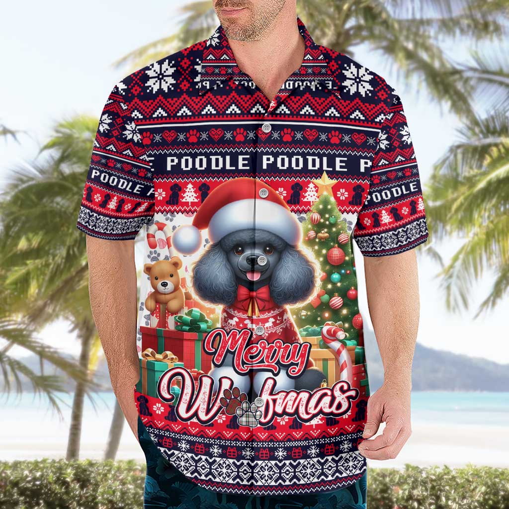 Poodle Merry Woofmas Hawaiian Shirt Christmas Dog Art Style - Wonder Print Shop