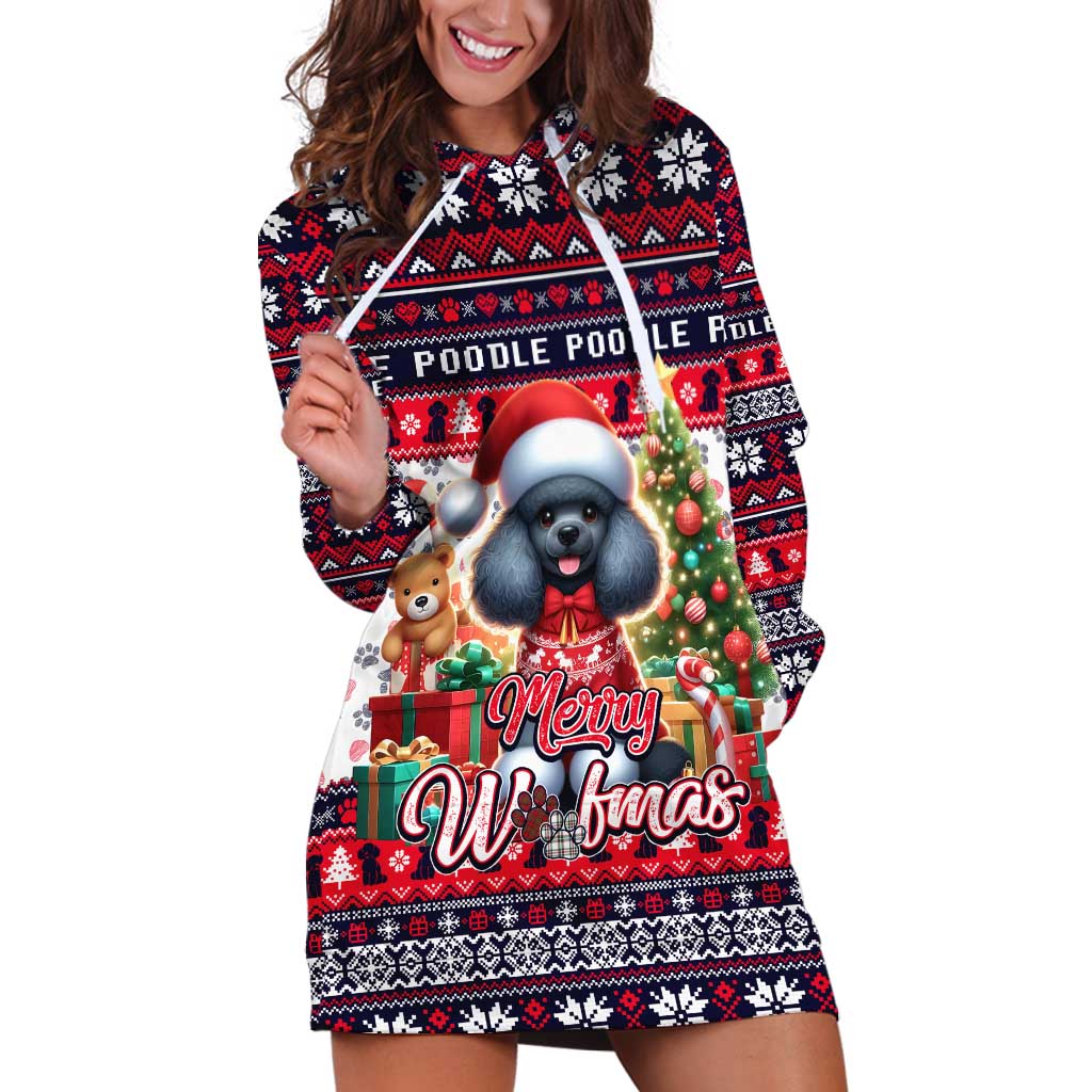 Poodle Merry Woofmas Hoodie Dress Christmas Dog Art Style - Wonder Print Shop