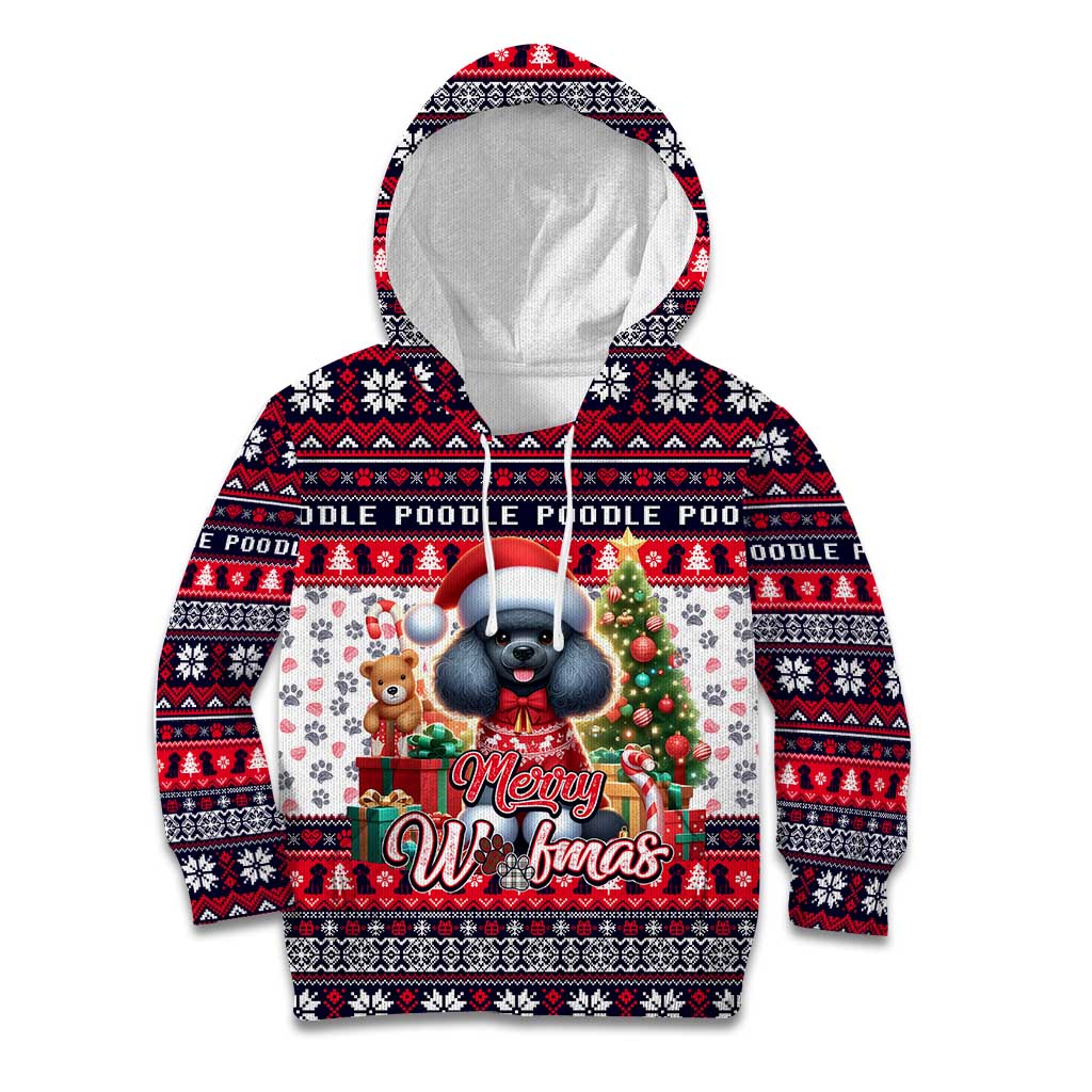 Poodle Merry Woofmas Kid Hoodie Christmas Dog Art Style - Wonder Print Shop