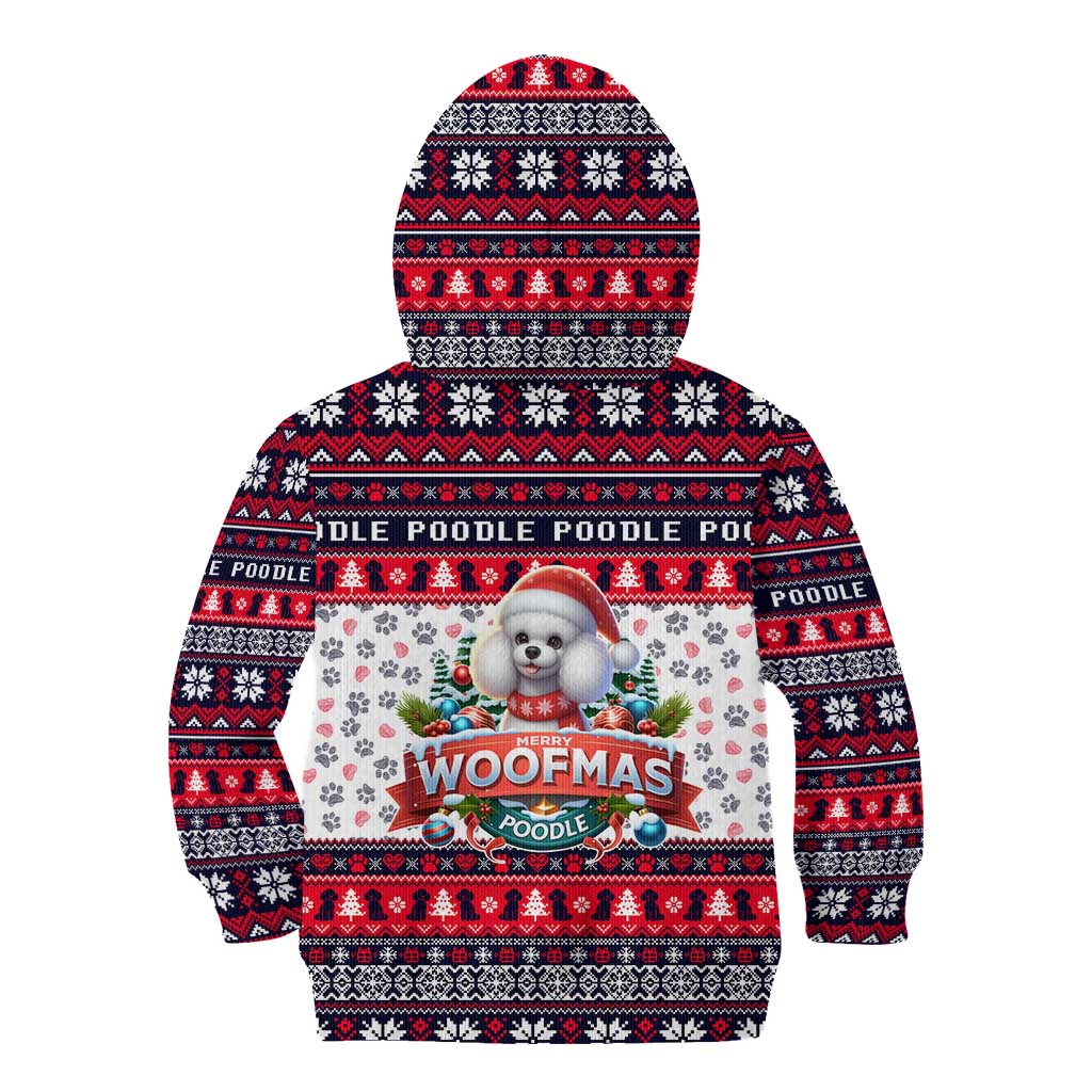 Poodle Merry Woofmas Kid Hoodie Christmas Dog Art Style - Wonder Print Shop