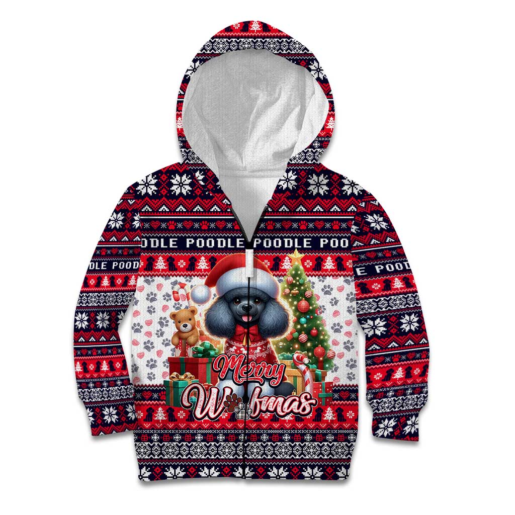 Poodle Merry Woofmas Kid Hoodie Christmas Dog Art Style - Wonder Print Shop
