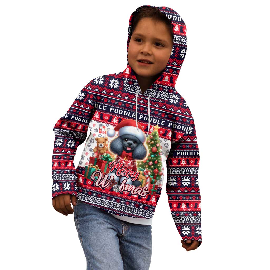 Poodle Merry Woofmas Kid Hoodie Christmas Dog Art Style - Wonder Print Shop
