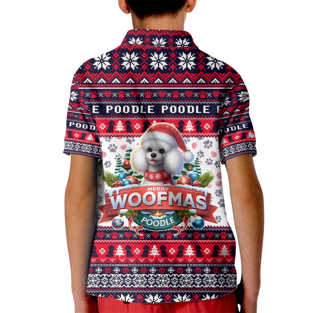 Poodle Merry Woofmas Kid Polo Shirt Christmas Dog Art Style - Wonder Print Shop