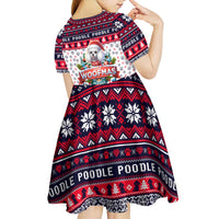 Poodle Merry Woofmas Kid Short Sleeve Dress Christmas Dog Art Style - Wonder Print Shop