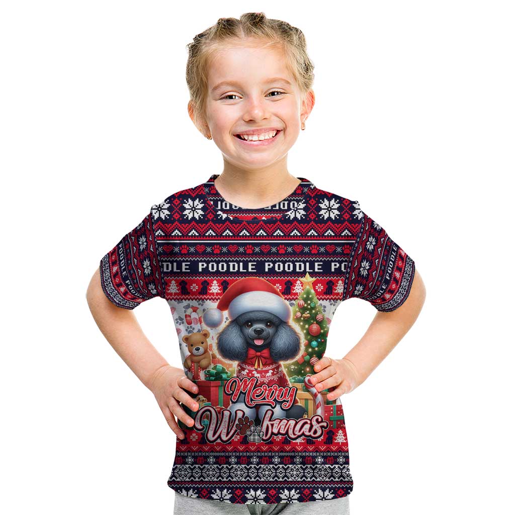 Poodle Merry Woofmas Kid T Shirt Christmas Dog Art Style - Wonder Print Shop