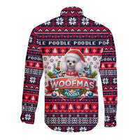 Poodle Merry Woofmas Long Sleeve Button Shirt Christmas Dog Art Style - Wonder Print Shop