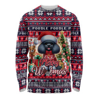 Poodle Merry Woofmas Long Sleeve Shirt Christmas Dog Art Style - Wonder Print Shop