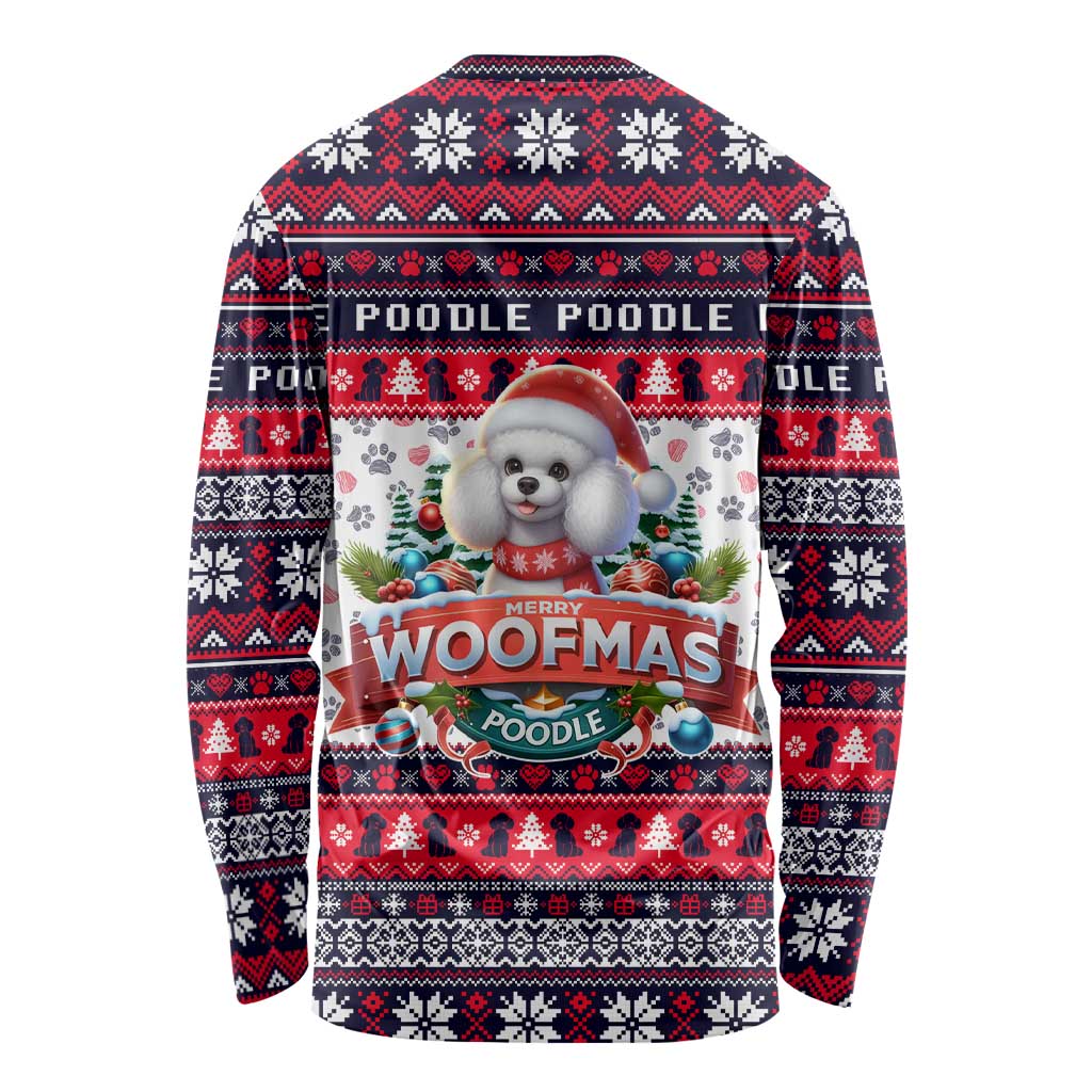 Poodle Merry Woofmas Long Sleeve Shirt Christmas Dog Art Style - Wonder Print Shop