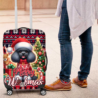Poodle Merry Woofmas Luggage Cover Christmas Dog Art Style - Wonder Print Shop