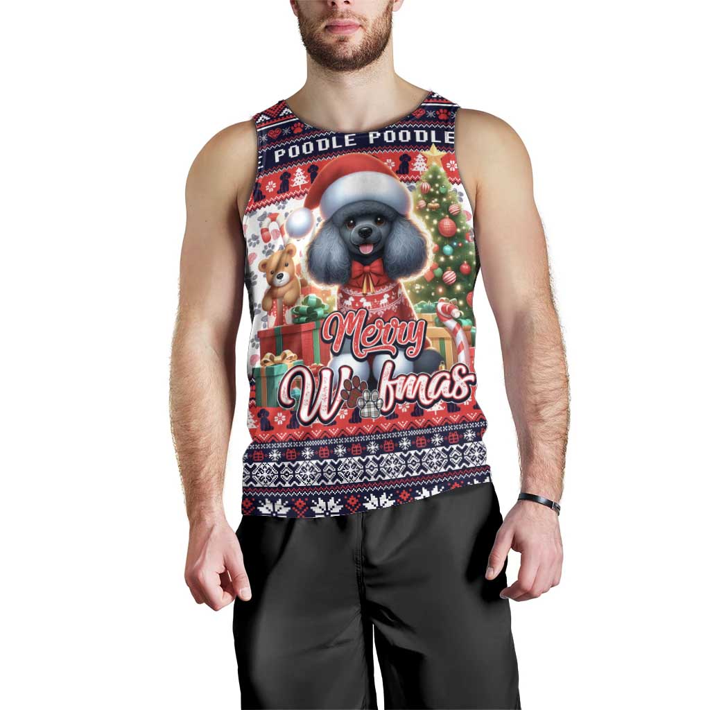 Poodle Merry Woofmas Men Tank Top Christmas Dog Art Style - Wonder Print Shop